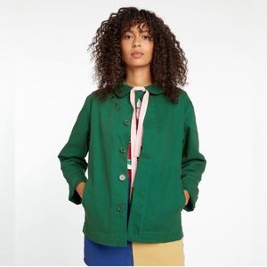 NWT Ban.do green work jacket with Pink bow - Medium